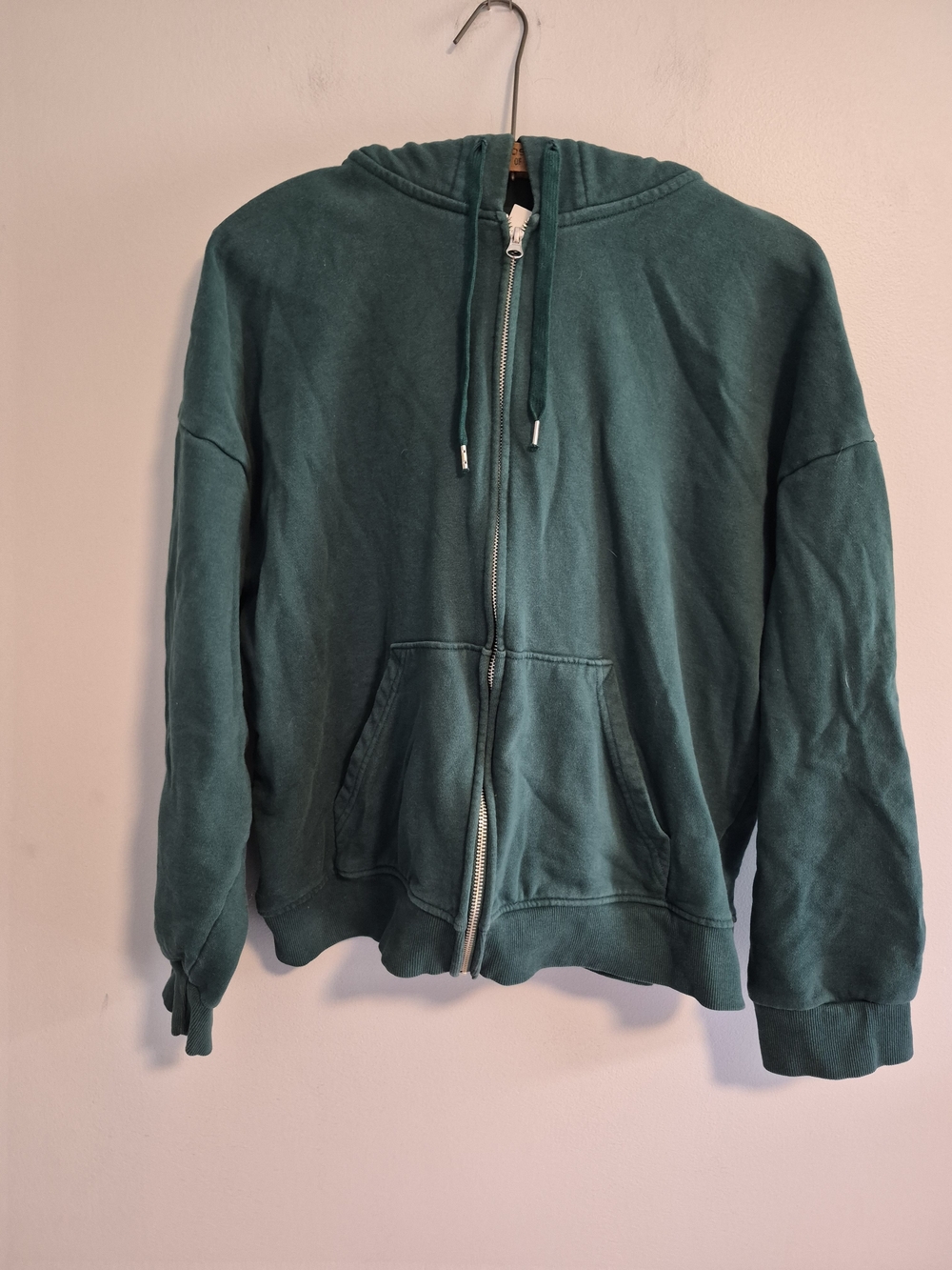 Move By H&M Medium Green Zip-Up Slightly Cropped Hoodie Sweater